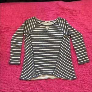 Rebecca Taylor Gray and White Striped Long Sleeve Tee, XS